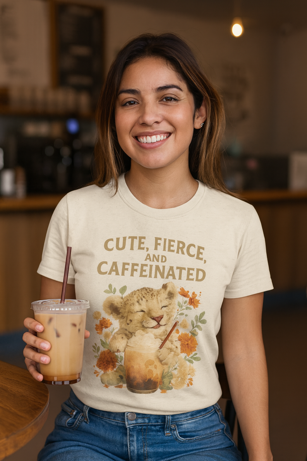 Cute Fierce Caffeinated, Lion Cub T-Shirt