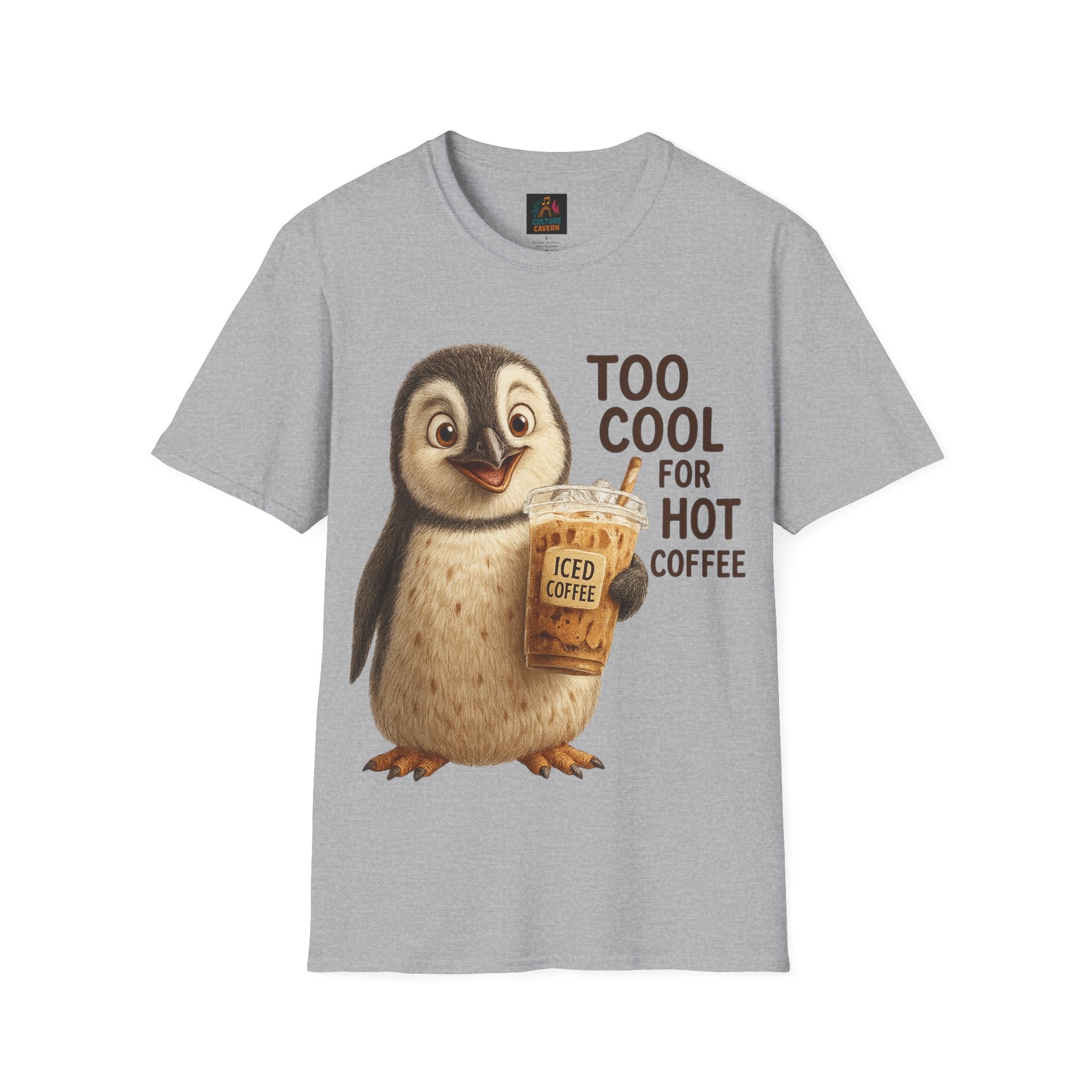 Too Cool for Hot Coffee, Penguin Unisex T-shirt